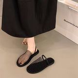 Breakj Street High-Value Net Woven Bun Head Drag Summer New Simple Word With Round Head Flat Cool