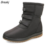 Winter Shoes Women Snow Boots Thick Sole Flat Women Ankle Boots Warm Plush Cold Winter Boots Plus Size 42 Black Red