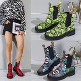 Size Boots Women 2023 Winter New European and American Fashion Snake Pattern Color Matching Thick Bottom Short Boots