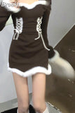 Bodycon Sweater Dress Woman Korean Fashion 2023 Spring Long Sleeve Knitted Mini Dress Sweet Slim Evening Party Dress