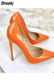 Women Pumps Shoes Snake's Pattern Pointed Toe Sexy High Heels 12 cm Designer Shoes plus size 33-45 YG020