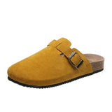 Women's fur slippers, cork insoles, and outdoor casual sandals with arch