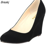 Sexy Pointed Wedge High Heels Women Pumps Faux Suede Spring Autumn Wedding US Size 5-10 Black Office Lady