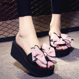 Women Bow Summer Sandals Slipper Indoor Outdoor Beach Shoes summer women's shoes flip flops on the