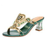 Women With Crystal High-Heeled Sandals Wear 2024 New Diamond Sandals In Summer. Roman Slippers Are