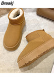 Genuine Sheepskin Mini Snow Boots Women High Quality Luxury Boots Winter Women Boots Lining Ankle Warming Flats Botas