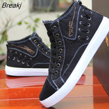Summer Men Denim Casual Shoes Fashion Sewing Platform Sneakers Breathable Male High Top Canvas Shoes High Men's