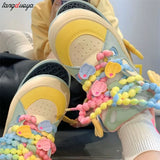 Kawaii Shoes Women Platform Sneakers 2024 Summer Cute Colorful beading Tennis Shoes Harajuku Designer Footwear