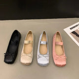 Pink Ballet Shoes Fairy Shoes 2024 New Spring Vintage Satin Silver Mary Jane