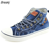 2022 Denim Shoes Women Fashion Sneakers High top Women's Sneakers Thick Sole Ladies Brand Shoes Plus Size 42