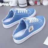 Hot New 2021 Spring Summer Women Canvas Shoes flat sneakers women casual shoes low upper lace up white shoes