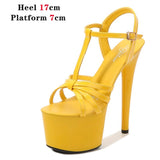 Color Shoes Stripper Heels Women Sandals Sexy Shoes Party Club Sandals 17 CM Platform High-heeled Wedding Shoes Pole