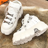 Ankle Boots Shoes for Women's Chunky Chelsea Goth Boots Punk Style Sneakers Metal Decoration Motorcycle Botas New