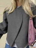 Women's Fashion Solid Thicken Cropped Jacket Top Long Sleeve Warm Autumn Winter Cardigan Female Casual Loose Woolen