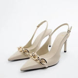 High-Heeled Pointed Shoes Women's Summer 2024 New French Evening Silver Baotou Sandals With Skirt