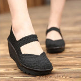 Women Shoes 2023 Fashion Mesh Breathable Sport Sandals Summer Wedge Platform Lace Sneakers Female Weave Casual Shoes