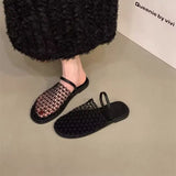 Breakj Simple Word With Round Head Flat-Bottom Cool Slippers Summer New Design Feel Mesh Woven Hollow