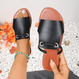 Summer New Solid Color Weaving Simple Daily Retro Windy Toe Beach Cool Slippers