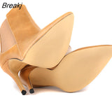 Fashion Women Winter Boots Pointed Toe PU Leather High Heels Women's Ankle Stiletto Shoes For
