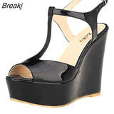 Women Wedge Sandals 2023 Peep Toe Buckle Shoes Woman Platform Canvas Wedges Fashion Summer Super High Heel