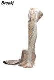 Women's Over-the-knee Boots Sexy Pointed Toe Snakeskin Botas Femininas High Heels Women's Thigh High Boots Sexy Ladeis