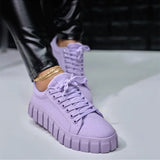 Brand New Casual Shoes Big Size Shoelaces Fashion Black Purple Leisure Woman Canvas Shoes Flats Zapatos Mujer