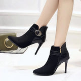 Women Boots 2023 Winter Shoes Woman Super High Heels Ankle Boots Thin Heels Pointed Toe Ladies Shoes Black Botines