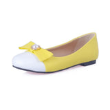 Ballet Flats 2023 Women PU Leather Lady Casual Shoes Men Size 31~51 Candy Colours Blcok Bead Bow Decorate Driving