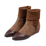 Shoes for Women Suede Female Ankle Boots Pointed Toe Footwear Flat Black Booties Designer Luxury with Free Shipping Pu
