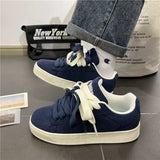 Breakj New Spring Board Shoes Women Comfortable And Generous Versatile Solid Color Lace Commuting Fashion Wear Running