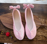 Breakj Shoes Round Head Woven Brocade Pure Color Jacquard Flat Shoes Spring And Summer Style Retro Ancient Style Cloth