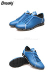 Autumn New Men Shoes Casual Sneakers Fashion Solid Leather Shoes Formal Business Sport Flat Round Toe Light