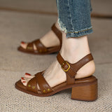Women's Summer Mid-heel Open-toe Sandals With Empty Back Cross Straps Elegant Woman Heeled Shoes Woman 2024 Trend High