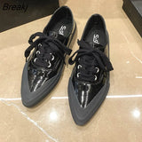 Women's Shoes 2023 Spring Autumn New Pointed Toe Cross-lace Women's Shoes Rubber Sole White Soft Bottom Casual shoes for