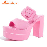 New FashionDouble Bottom Platform Sandals Chunky High Heeled Ankle Buckle Strap Women Sandals Comfort Walking Shoes