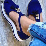 Summer Fashion Women Casual Shoes Fringe Buckle Ladies Sandals Outdoor Sports Height Increase Closed Toe Comfort