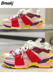 Womens Trainers Shoes Summer Sneakers Woman-shoes Platform Running 2023 Fashion Roses Thick Sole Heels Lace-Up Med Cotton