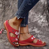 Women Embroider Flower Colorful Ethnic Casual Sandals Comfortable Soft Slippers Flat Platform Open Toe Outdoor Beach