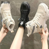 Bottom Chunky Sneakers New Warm Plush Winter Boots for Women Shoes Woman Lace Up Zipper Autumn Fur Ankle