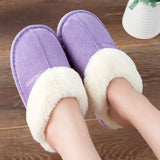 Plus Size Couple Fur Slippers for Women Non Slip Thick Plush Home Slipper Female Flat Heel Keep Warm Cotton Shoes