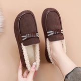 Women Winter Casual Shoes New Moccasins Soft Flat Non-slip Loafers 2024 Fashion Comfort Warm Plush Slip on Female Cotton