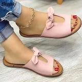 Women Fashion Bow Flat Sandals Sandals Comfortable Soft Bottom Women's Beach Outdoor Sport Sandals Slippers of