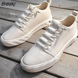 Men Leather Casual Shoes Slip on Loafers Shoes White Men's Platform Shoes Fashion Leisure Driving Shoes Soft