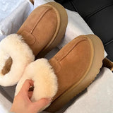 Women's Snow Boots Platform Boots Women Casual Winter Snow Ankle Boots Women Slip on Plush Boots Flat With women