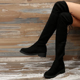 The Knee Boots Elastic High Cylinder 2023 Spring Autumn New Add Velvet Long Tube Versatile Flat Bottom Large Size 4342 Single Autumn