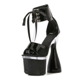 Super High Heel 17.5CM Round Heels Pole Dance Shoes Summer Modern Sexy Stripper Nightclub Ankle Strap Sandals For