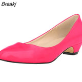 dignified Women's Round Toe Casual Shoes PU Leather Low Heels Pumps Flat wedding shoes