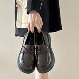 Style Thick-Soled Leather Shoes Autumn 2023 New One-Foot Jk Single Shoes Muffin Bottom Love Shoes Round