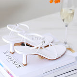 Summer Low Sandals Woman Leather Suit Female Beige Women’s Shoes High Heels Low-heeled Black Comfort New Stiletto Girls