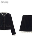 2 Piece Dress Set Woman Vintage Velvet Suit Slim Balck Lace Tops + Elegant Y2k Mini Skirt Casual Design 2023